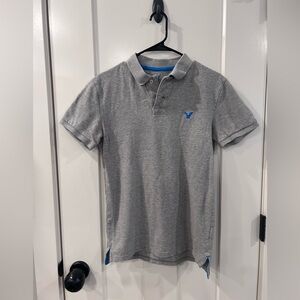 American Eagle Outfitters Gray Polo with Blue Accent